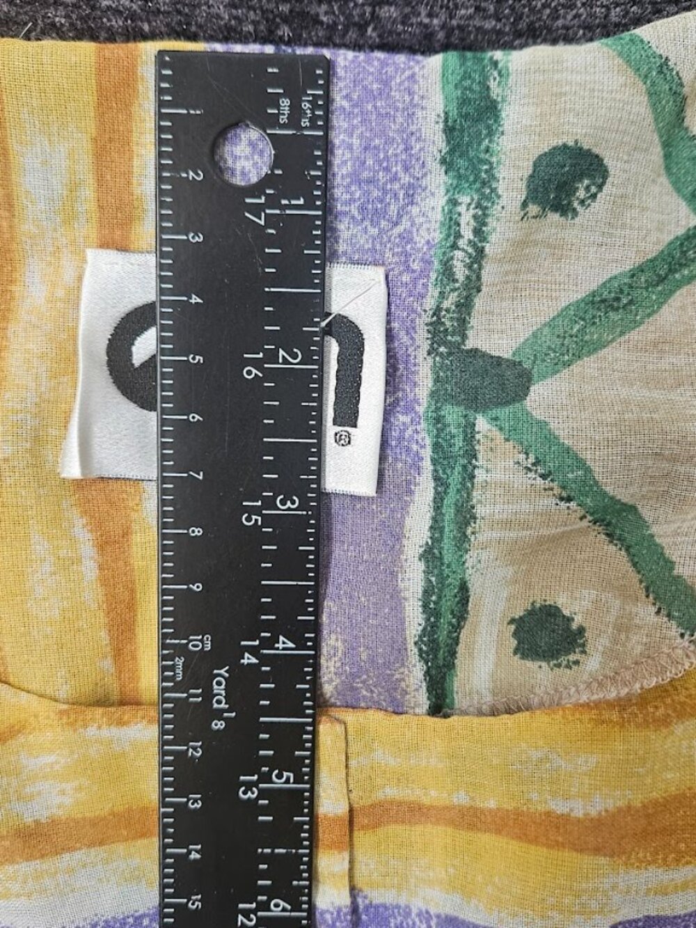 Vintage 80's Abstract Midi EJM Dress Short Sleeve Button Front Size 10 Geometric - Picture 10 of 12